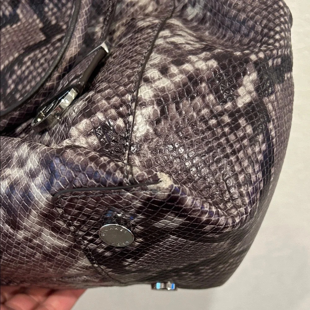 Michael Kors Riley Python Embossed Leather Satchel Shoulder Bag Tote